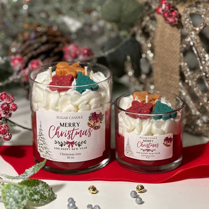 Sugar Candle - Wholesale Jar/Filled Candle - Merry Christmas Candle: Soy, Holiday Gift, Christmas Decor4