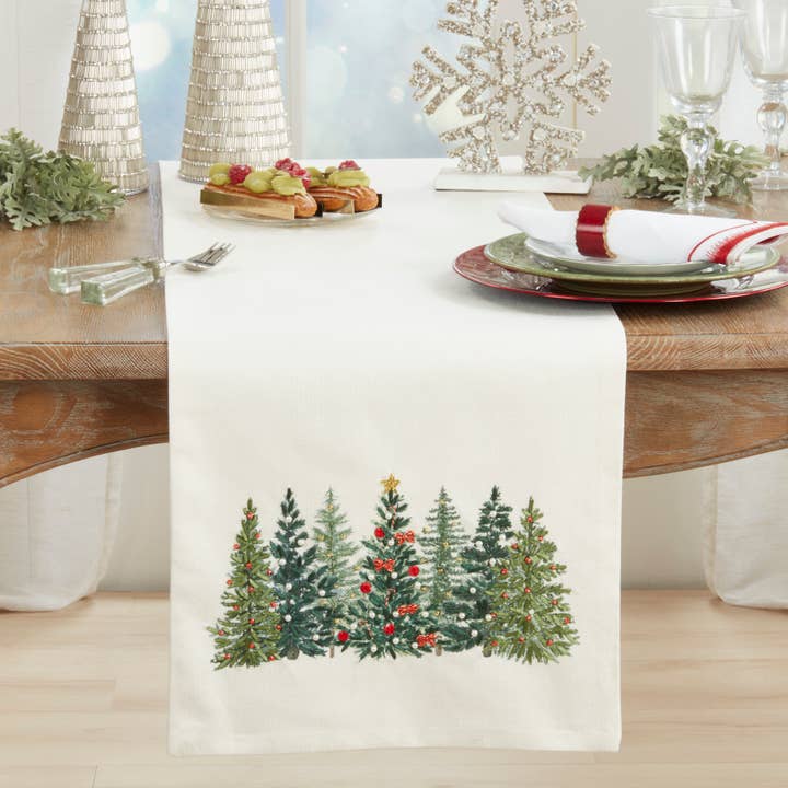 Multi Christmas Tree Design Table Runner for wholesale on Faire2
