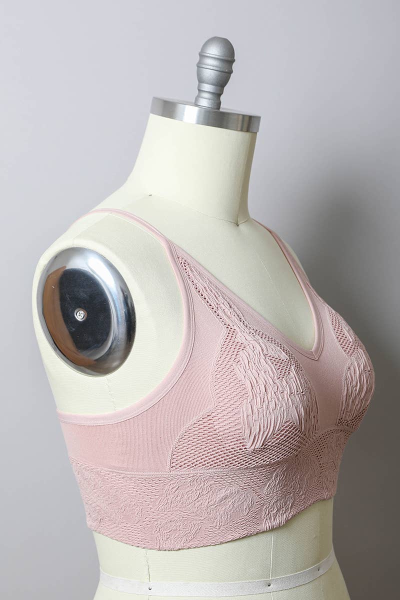 Leto Accessories - Wholesale Bralette - Women's - Chic Plus Size Textured Seamless Padded Brami11