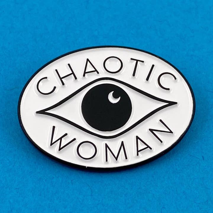 Chaotic Woman Eye Enamel Pin for wholesale by Ridin' High Productions