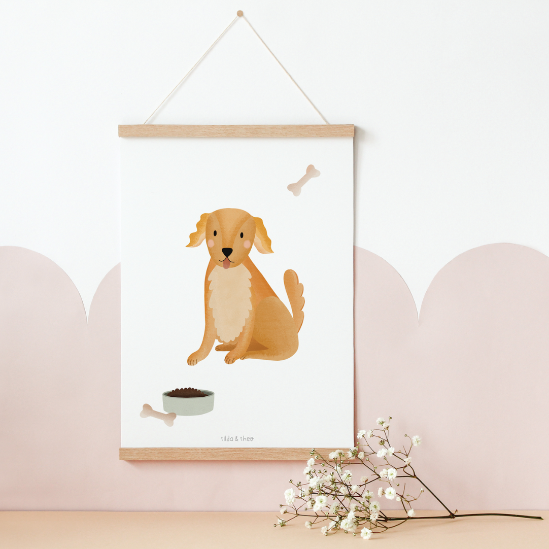 Tilda&Theo - Wholesale Poster - Golden Retriever dog poster - children's room poster1