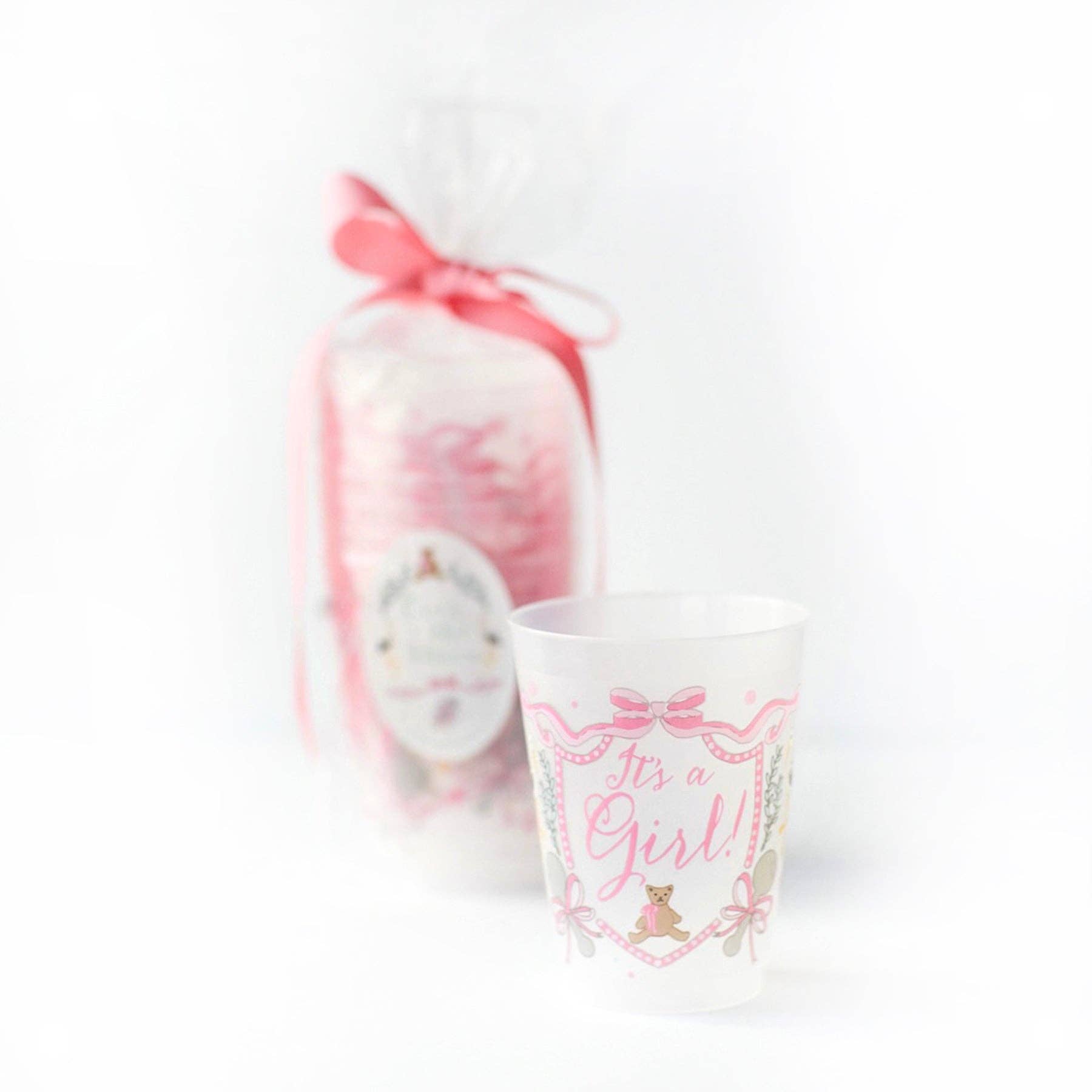 Over the Moon Gift - Wholesale Disposable Cup - "It's A Girl" Frosted Cups
