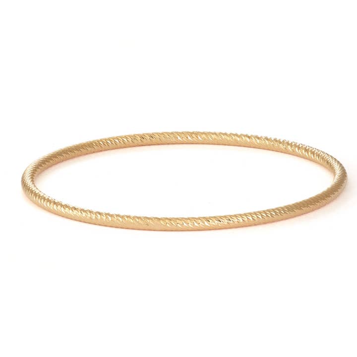 Gold Plated Slip-On Corrugated Tube Bangle for wholesale by Luxe on Main LLC