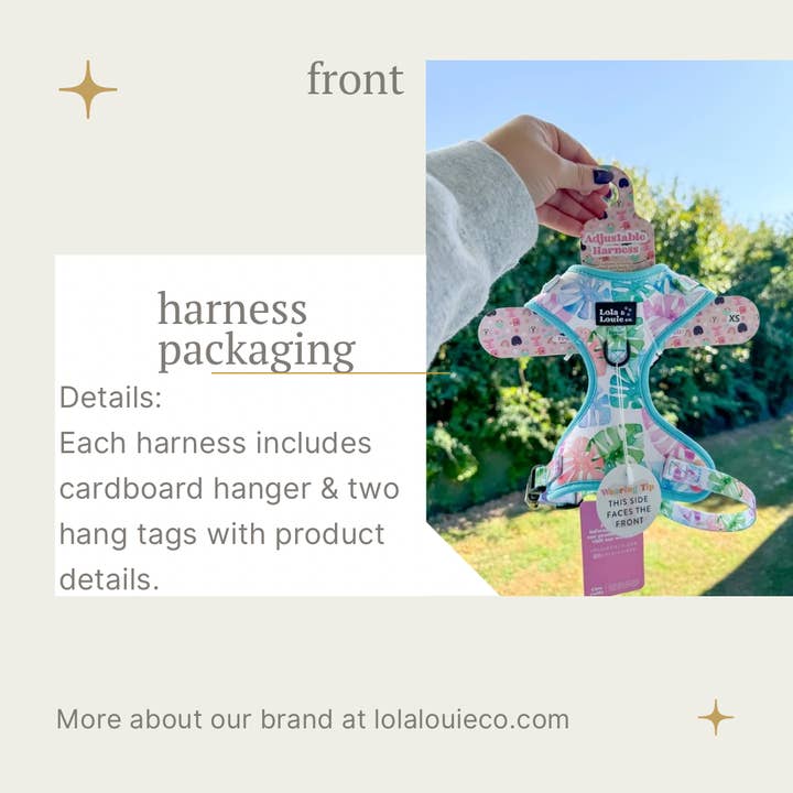 Lola & Louie co. - Wholesale Pet Harness - Dog - Adjustable Harness- Monstera5