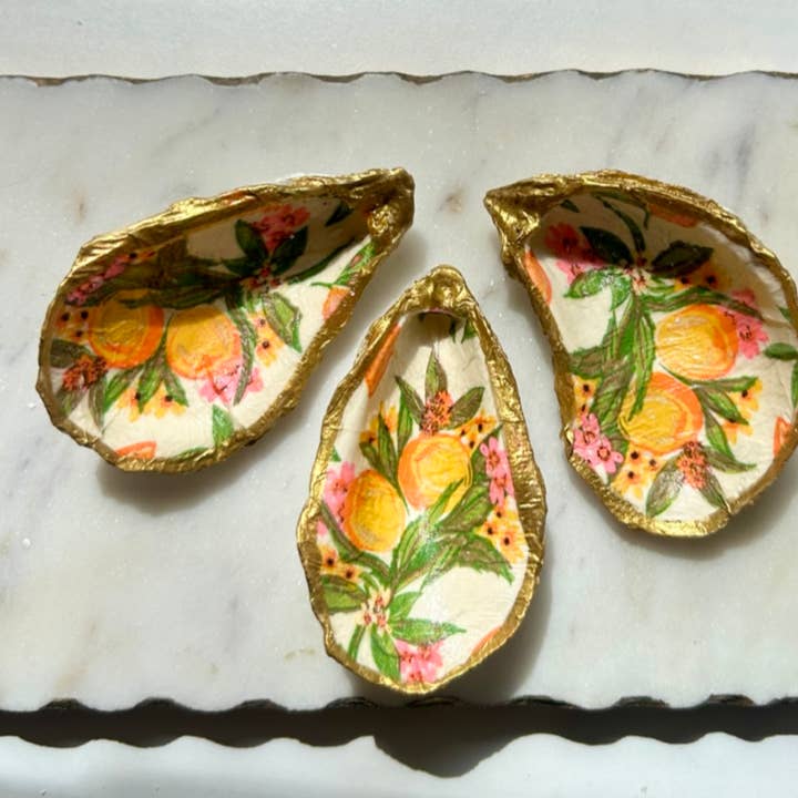 Tropical Citrus Oyster Shell Jewelry Dish for wholesale by Del Mar Designs DC
