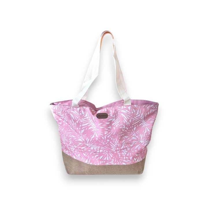 XL Beach Bag "Summer Bag Palm Leaves Aruba" large Family Handbag approx. 53 x 34 cm "Palm Leaf Look Bag" Beach Bag with Zipper for wholesale by VewoTex