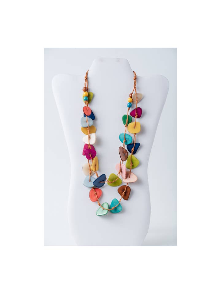 Niki Two Stranded Petal Tagua Statement Necklace for wholesale by TaguArtsy