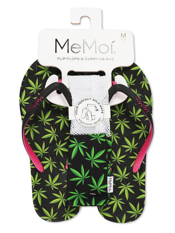 Women's Weed Flip Flops & Mesh Bag Set for wholesale by Infinity Classics International Inc.