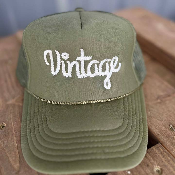 THE LATTIMORE CLAIM - Wholesale Trucker Hat - Women's - Vintage Rope Embroidery - Olive Otto Trucker Hat0