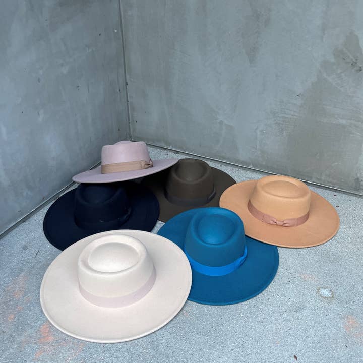 Love and Thyme - Wholesale Fedora - Women's - Premium Vegan Felt Bolero Hat Wide Brim with Matching Band6