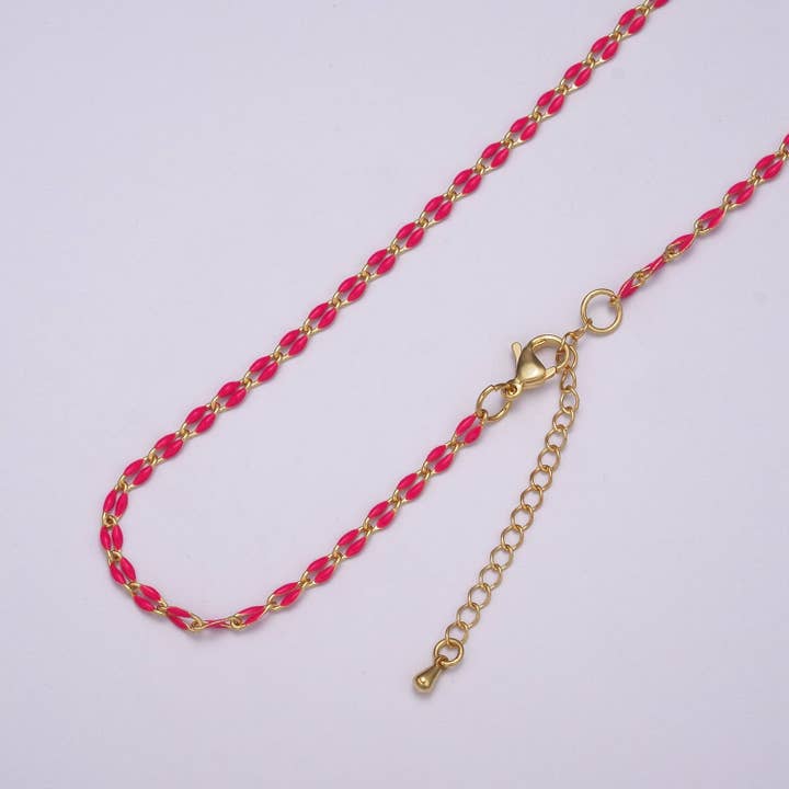 Aim Eternal - Wholesale Link & Chain Necklace - Enamel Gold Filled Colored Chain 2.9mm width Colorful Chain,7