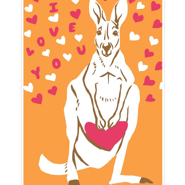 RLO-237 Känguru-Herzen und Wörter Aufkleber für den Großhandel von Rigel Paper