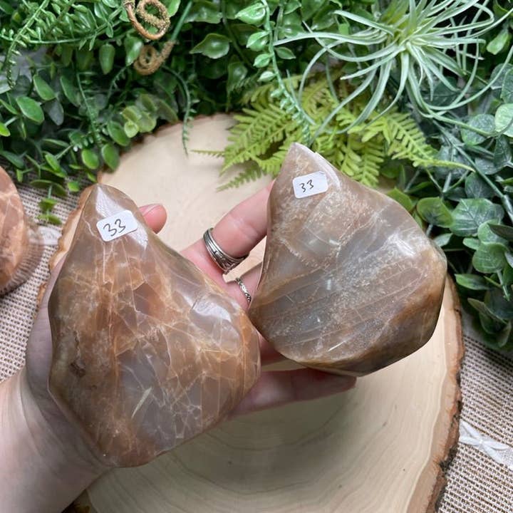 Copper Ashes - Wholesale Spiritual Stone/Crystal - Peach Moonstone Flame34