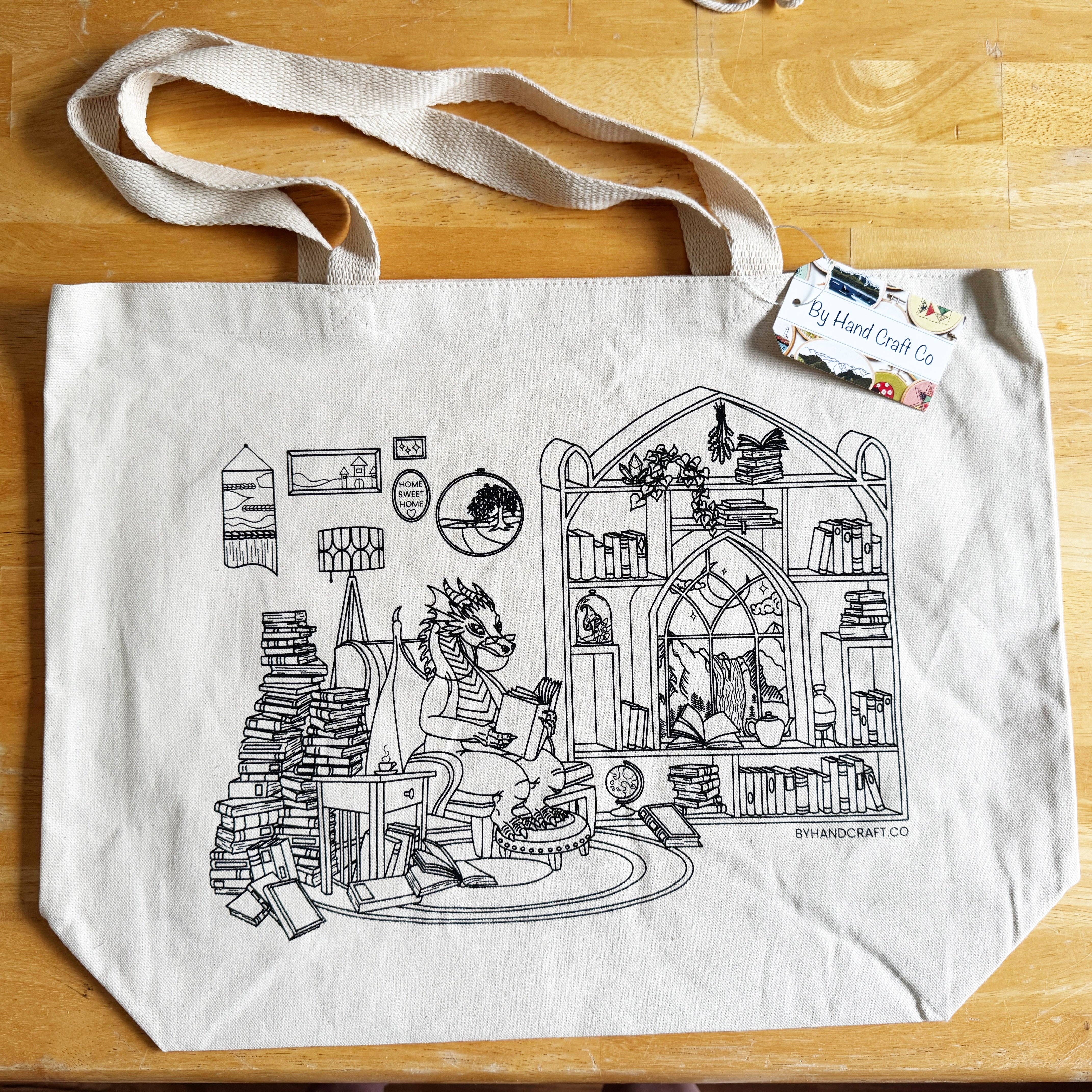 Rosanna Diggs Embroidery - Wholesale Embroidery/Cross Stitch Supplies - Book Dragon Tote Bag Embroidery Kit8