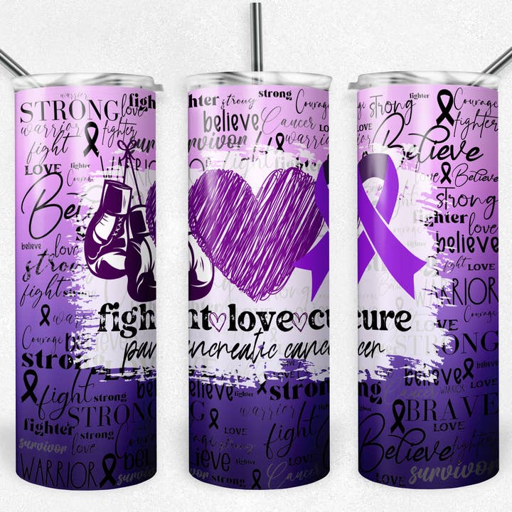 Pancreatic Cancer Fight Love Cure 20oz Sublimation Tumbler for wholesale by Twisted T Creations