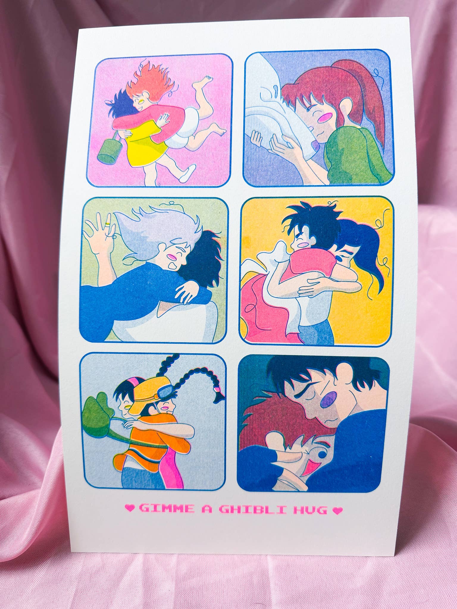 By Danielle Witten - Wholesale Art Print - Studio Ghibli Hug Risograph Fan Art Print2