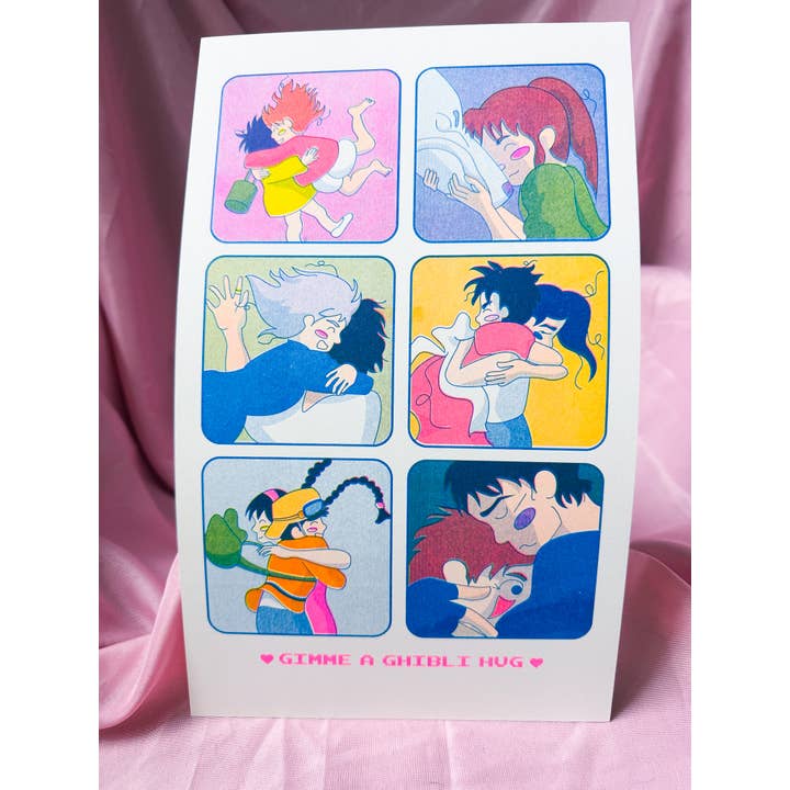 By Danielle Witten - Wholesale Art Print - Studio Ghibli Hug Risograph Fan Art Print2