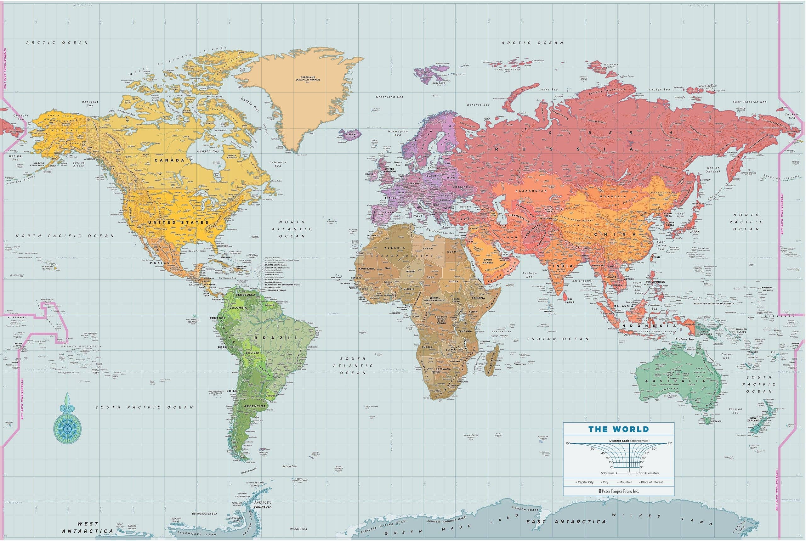 Peter Pauper Press - Wholesale Map - Oversized World Wall Map2
