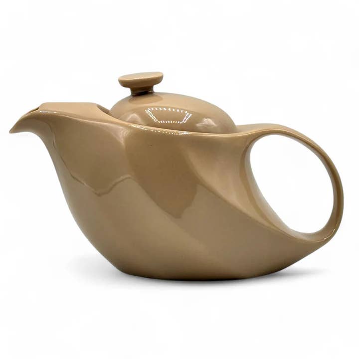 Rakuchin Beige Mino-yaki Porcelain Kyusu - Japanese Teapot for wholesale by Inoue Tea