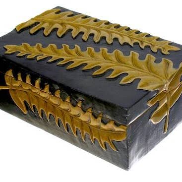 Fern Design Rectangular Soapstone Trinket Decor Box for wholesale by The Niger Bend