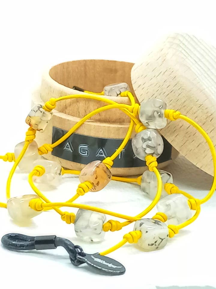 Agata Grijs in Geel Leer Voor Brillen voor wholesale door MiCuelga