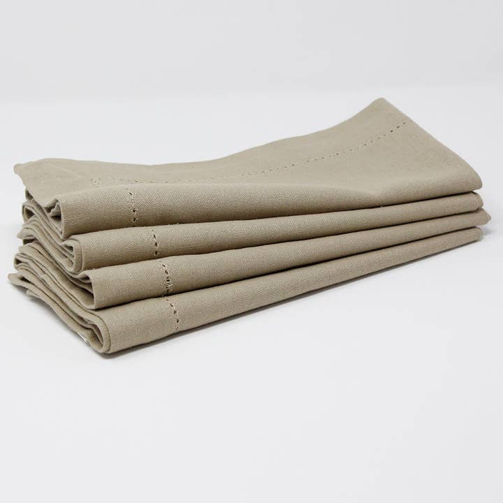 Hemstitch Napkins S/4, Light Taupe for wholesale on Faire