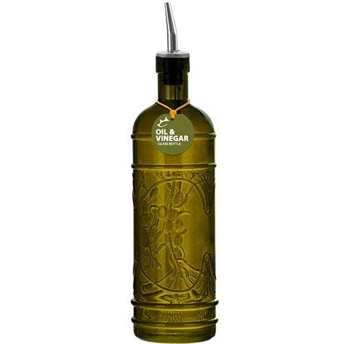 Couronne Co. - Wholesale Oil/Vinegar Dispenser - Olive Branch Glass Oil/Vinegar Bottle W/Spout Green1