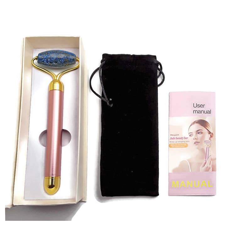 CRCBEADS - Wholesale Face/Beauty Roller - Lapis Lazuli Electric Vibrating Facial Roller Massager 6.5" works w/ AA battery1
