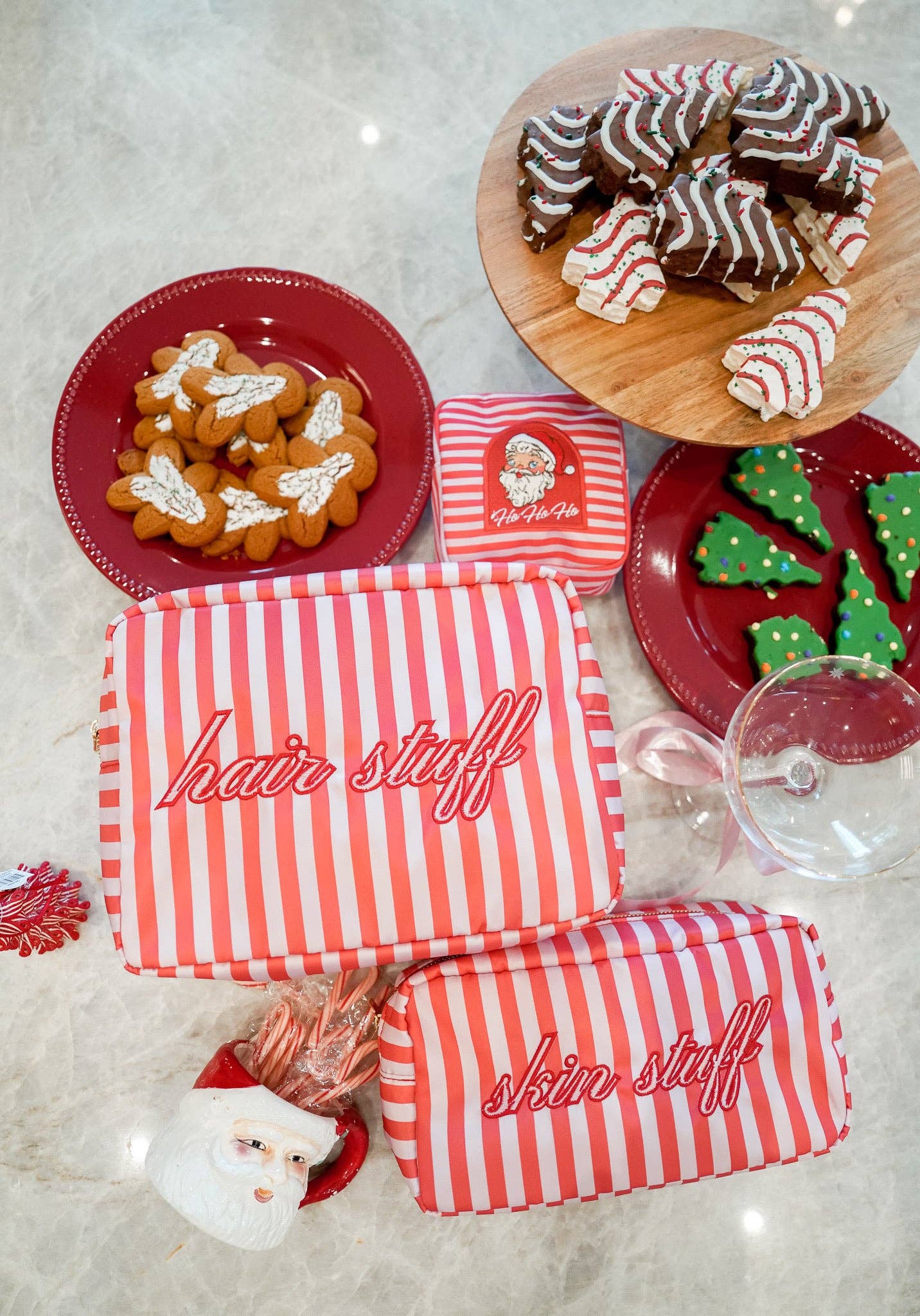 KENZKUSTOMZ - Wholesale Makeup/Cosmetic Bag - Hair Stuff - Pink & Red Stripes XL Bag1