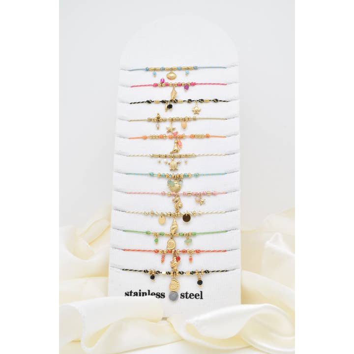 Kapyco - Wholesale Charm/Dangle Bracelet - Set of 12 stainless steel bracelets - BR110308
