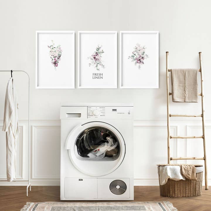 Decorative Laundry Room Accessories | Set of 3 wall art prints for wholesale by About Wall Art
