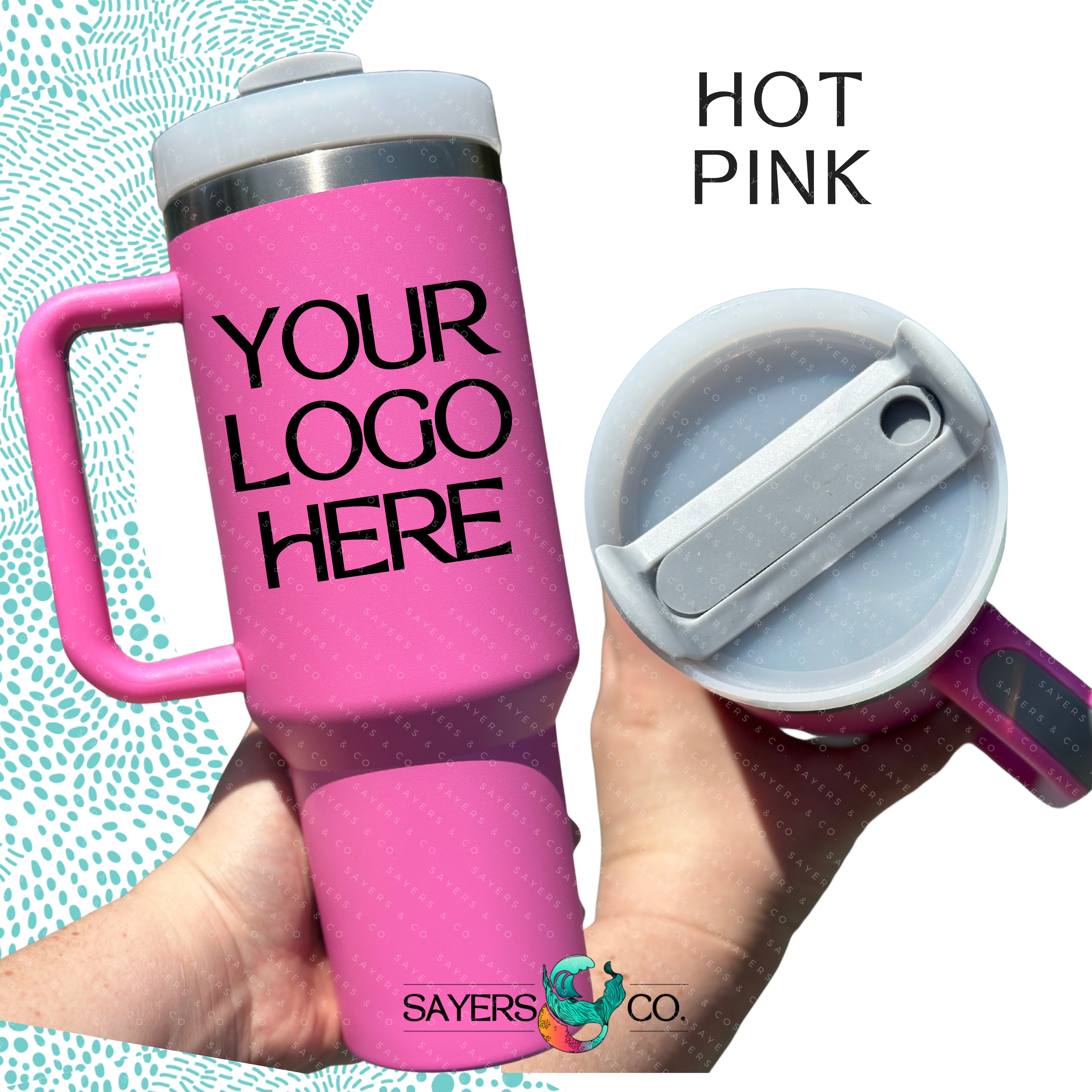 Sayers & Co. - Wholesale Insulated Mug/Tumbler - CUSTOM DECAL LOGO- 40 oz Double Walled Screw Matte Tumbler16