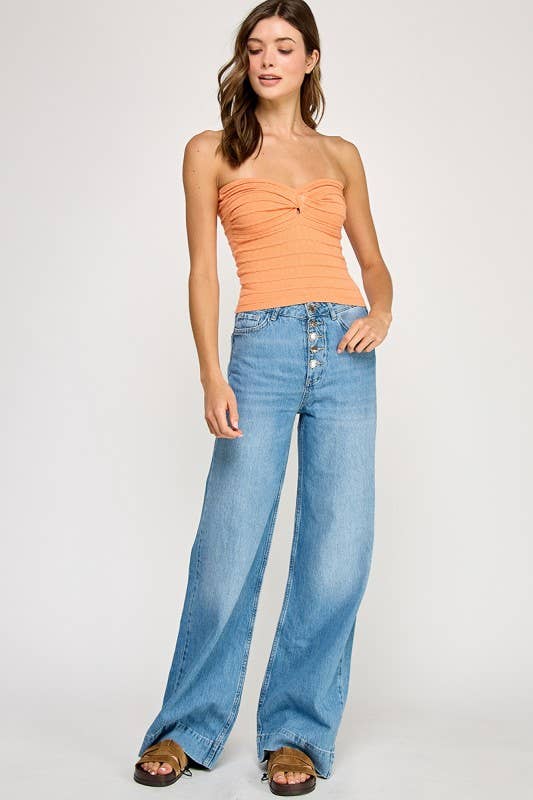 Miss Love - Wholesale Knit Top - Women's - Twist Front Sweater Tube Top3