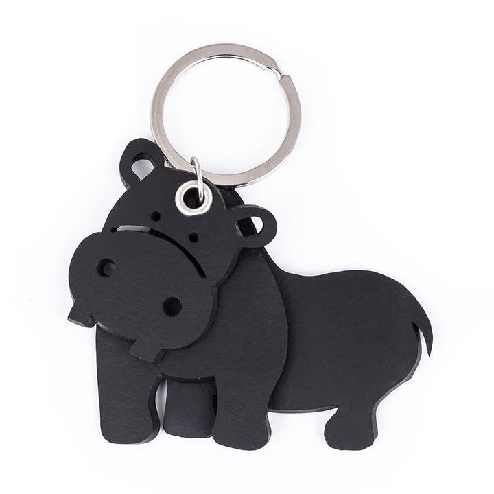 Porte-clés Hippo 3D en caoutchouc recyclé végétalien pour la vente par paguroupcycle