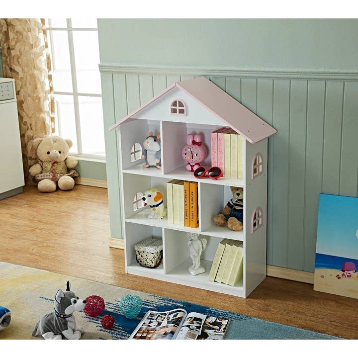 Greenwestons – wholesale Bookcase – Kids Dollhouse Bookshelf - Pink Doll House