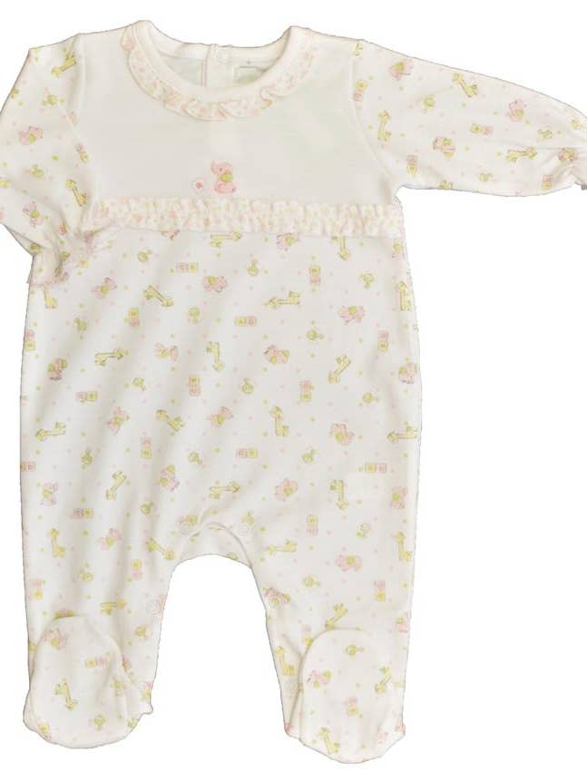 Elephant and Giraffe Baby Girl Footie for wholesale by Baby Threads