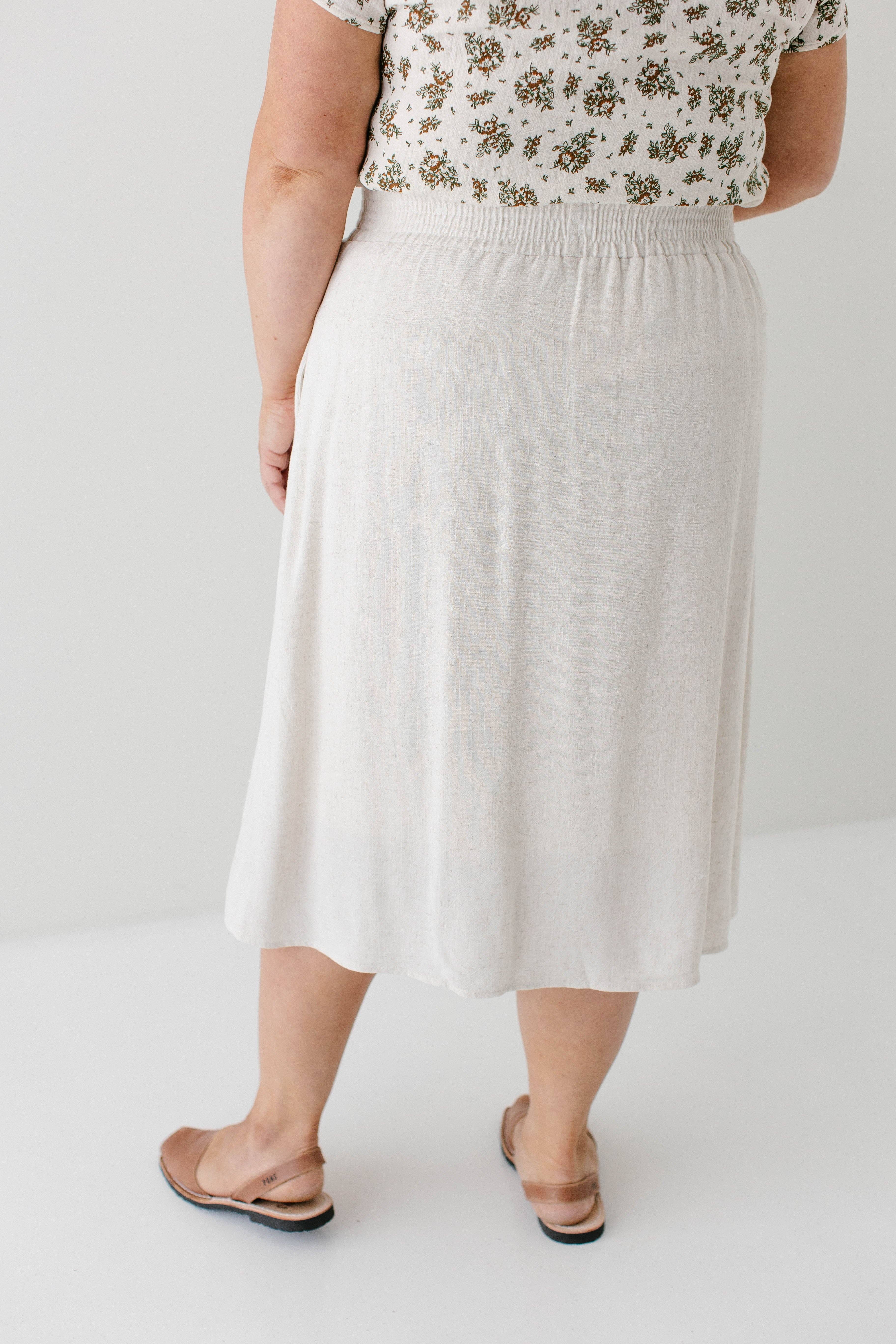 Naturel Jupe midi à boutons 'Greta' VENTE FINALE en vente sur Faire3