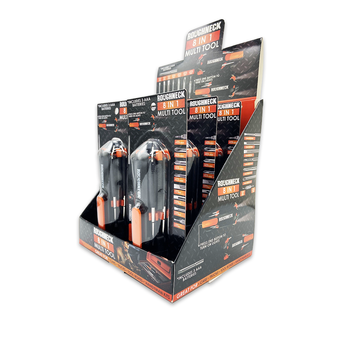 Novelty Brands - Wholesale Handy Tool - Roughneck 8-In-1 Multi-Tool with LED Light - 6/Display1