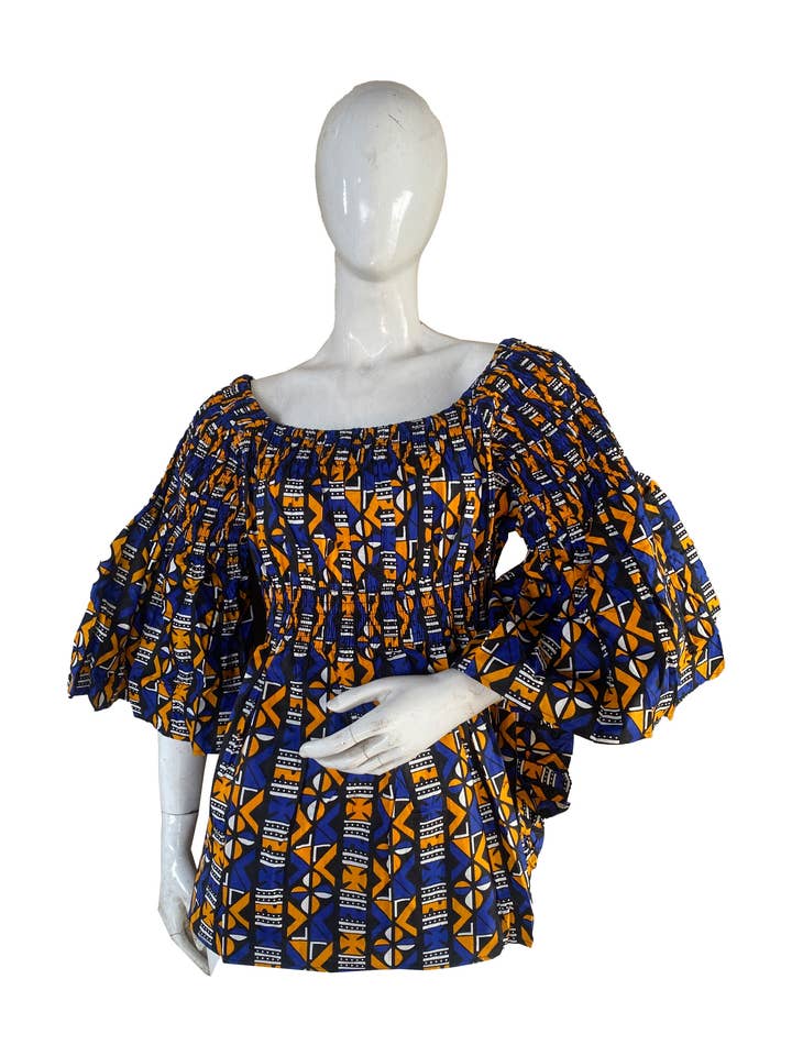Satsuma Wholesale - Wholesale Blouse - Women's - African Ladies Smocked Peplum Blouse | One Size0