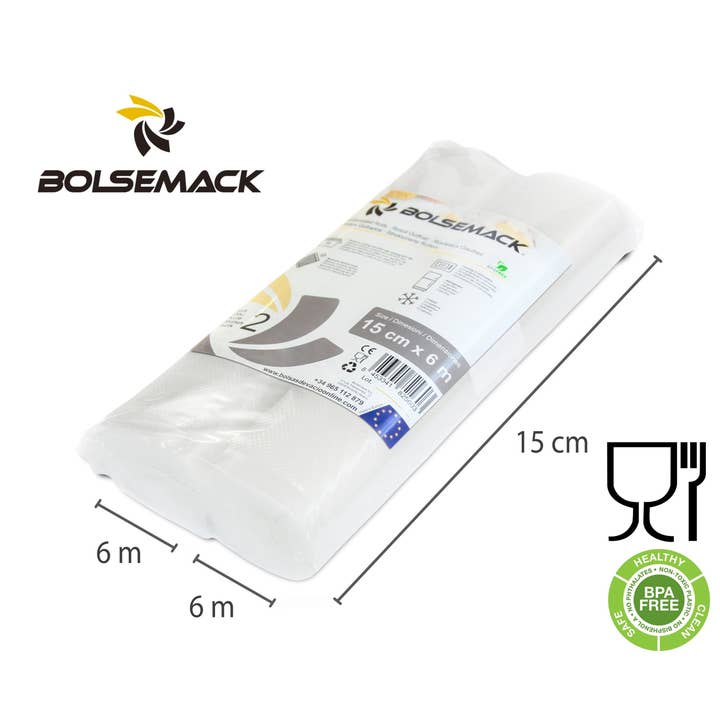 Rotolo di goffratura sottovuoto di 15 cm x 6 metri 2 pezzi per la vendita all'ingrosso da parte di Bolsemack