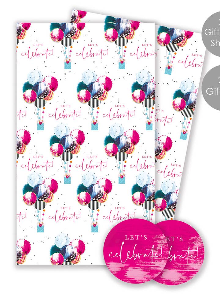 Emballage cadeau et étiquette cadeau - Ballons de fête pour la vente par Abacus Cards and Clare Maddicott Publications