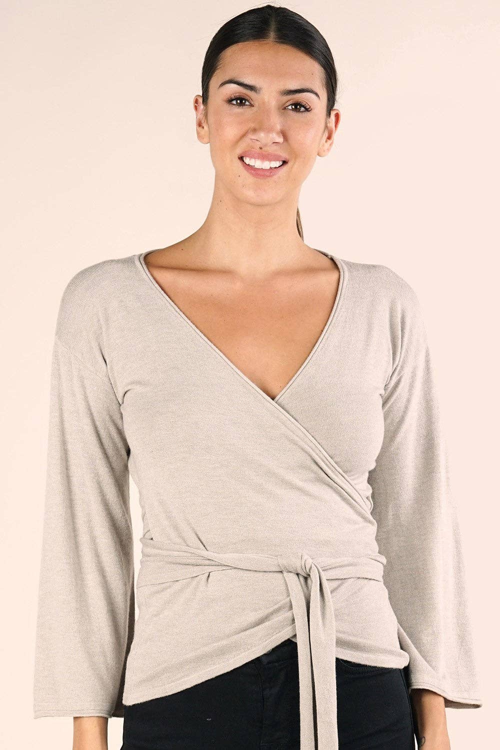 Lovestitch - Vente Pull en maille – femme - Pull à manches évasées Dressy Wrap2