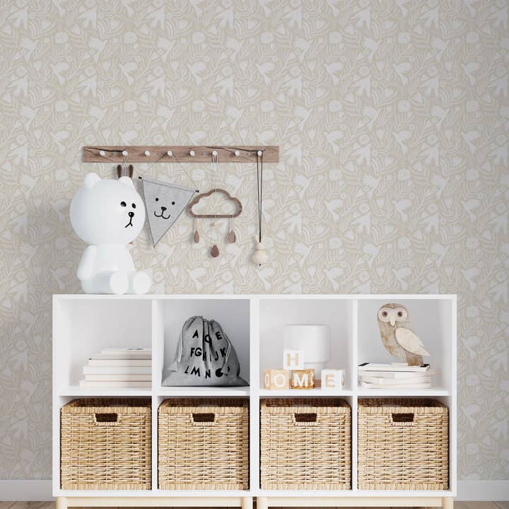 Otomi Dove Ivory Peel and Stick Wallpaper, 28 sq. ft. for wholesale on Faire