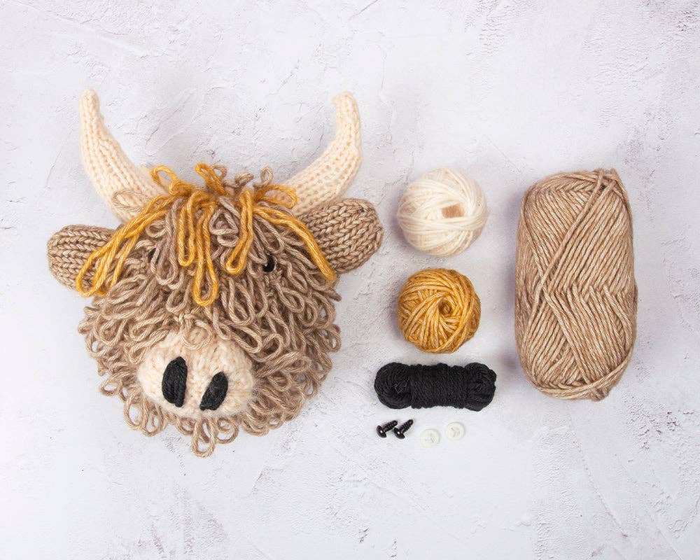 Sincerely Louise - Wholesale DIY Craft Kit - Mini Highland Cow Head Knitting Kit10