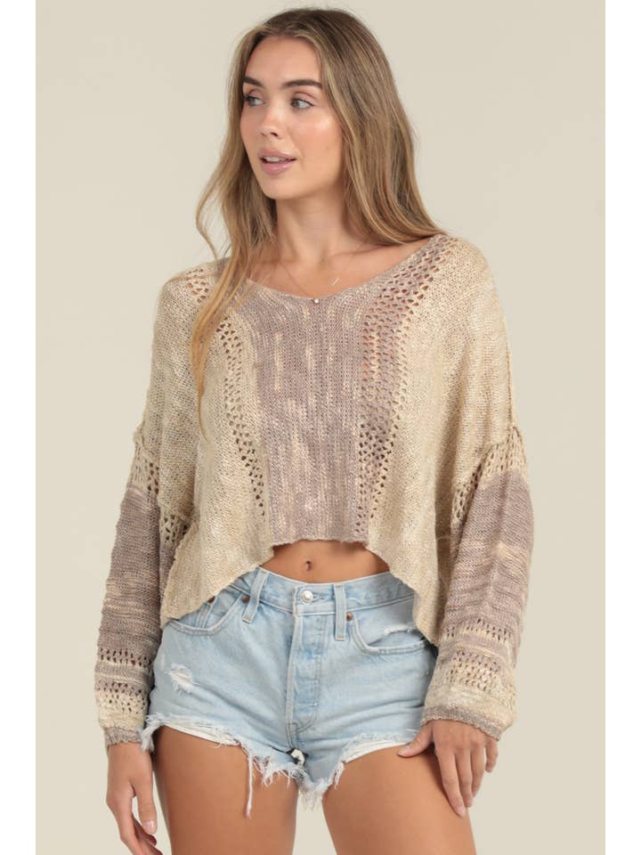 ANGIE - Vendita all'ingrosso Maglione tricot - Donna - Maglione leggero crop con scollo a V dallo stile beachy43