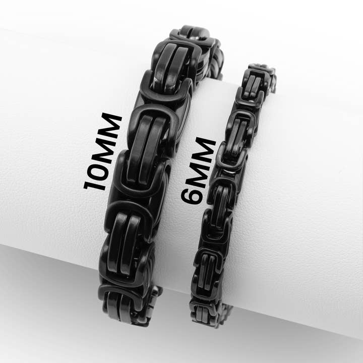 WJW - Wholesale Link & Chain Bracelet - Stainless Steel Black Byzantine Chain Bracelet0