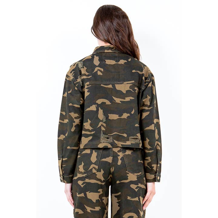 PLUS SIZE EDGY CROP CAMO JACKET for wholesale on Faire