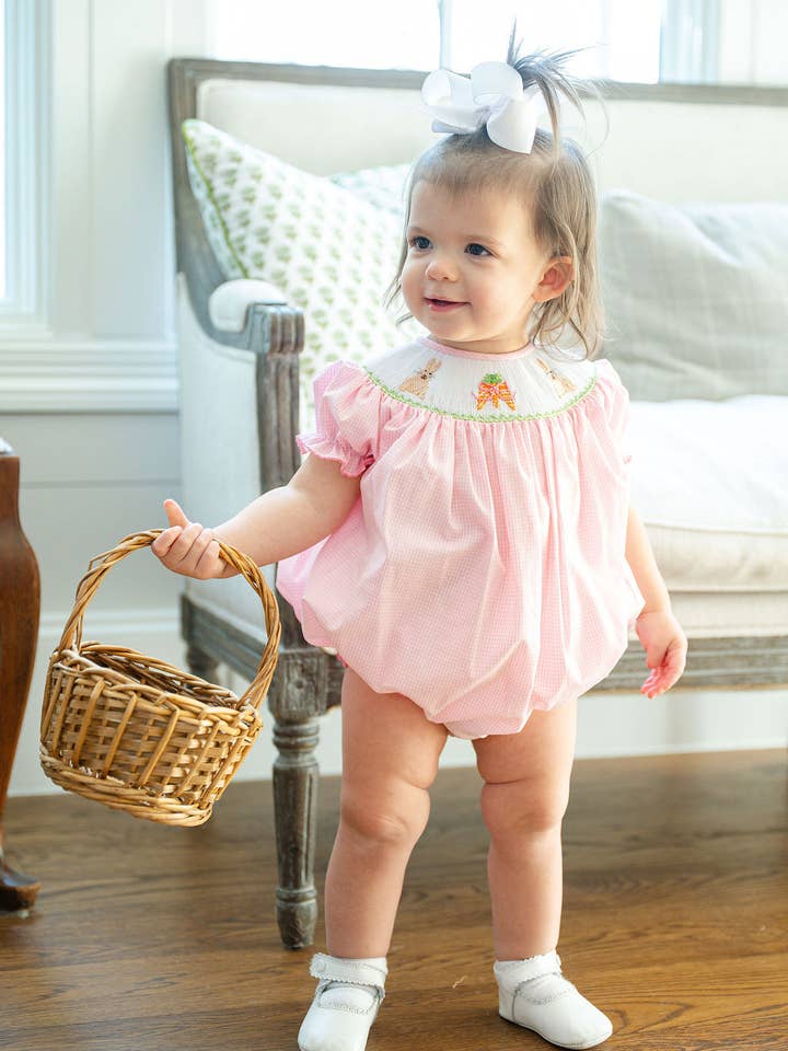 Easter Bunny and Carrots Smocked Birdie Bubble for wholesale by Ruth and Ralph