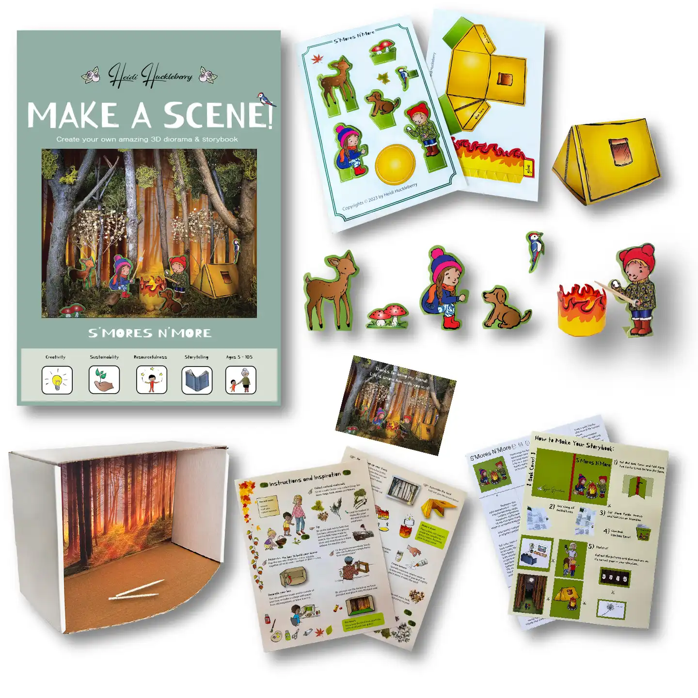 Heidi Huckleberry - Wholesale DIY Craft Kit - Nature Diorama Craft Kit: Make a Scene - S'MORES N'MORE -DIY9