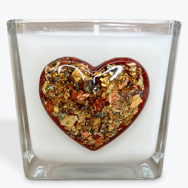 Agape - Candela a forma di cuore da 10oz rossa con scaglie colorate per la vendita all'ingrosso da parte di Abba Christian Products